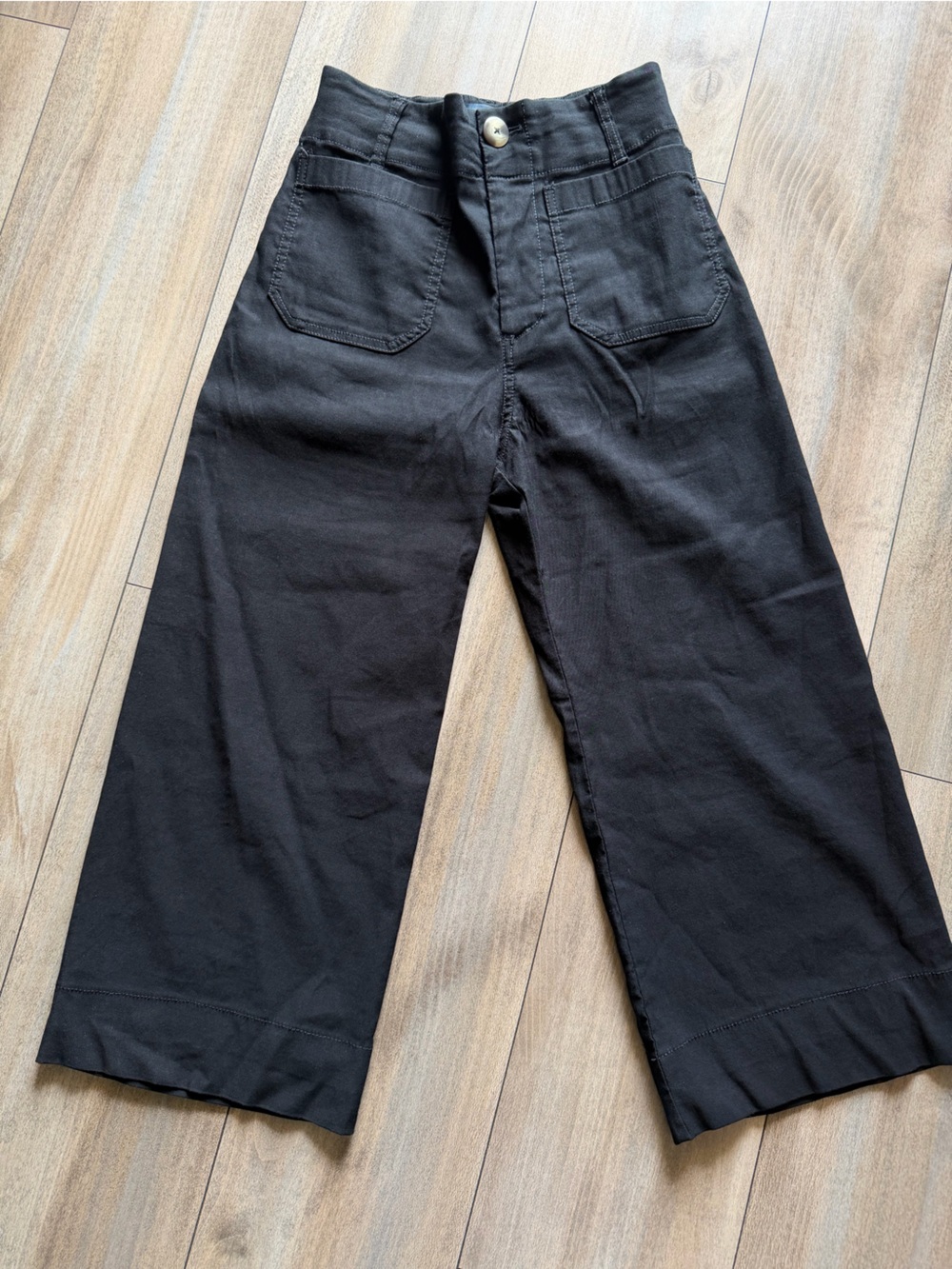 Maeve Black Wide-Leg Cargo Pants